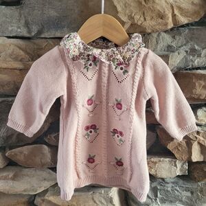 Floral Pink Grandma Sweater For Baby Girl
